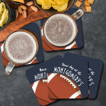 Amerikaans Football marineblauw Kartonnen Onderzetters<br><div class="desc">papieren onderzetters hebben een Amerikaans football op marineblauw en de woorden "It's Game Day!" samen met je achternaam. MEER kleuren en overeenkomende items in onze winkel.</div>