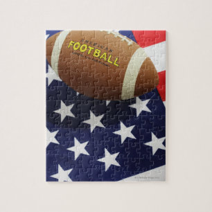 Amerikaans football met Amerikaanse vlag Legpuzzel