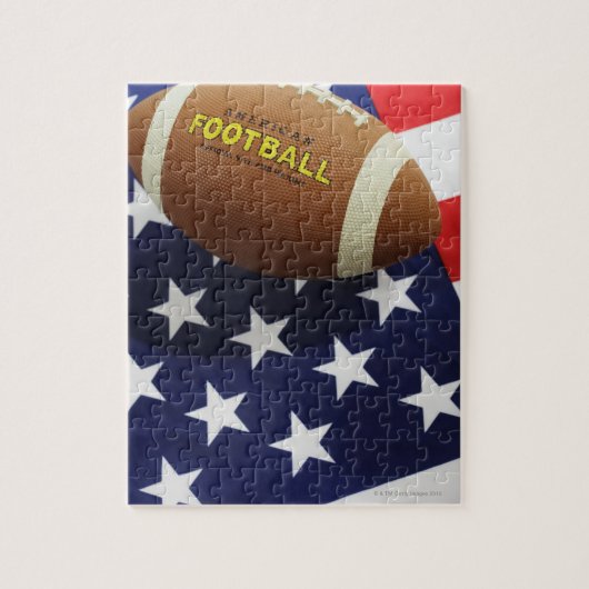 Amerikaans football met Amerikaanse vlag Legpuzzel (Verticaal)