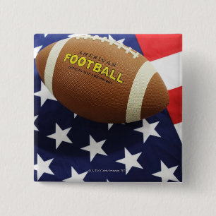 Amerikaans football met Amerikaanse vlag Vierkante Button 5,1 Cm