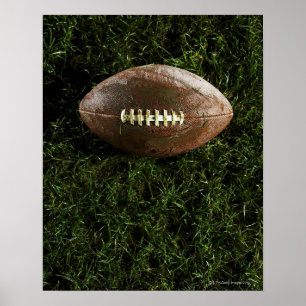 Amerikaans football op gras, uitzicht van bovenaf poster