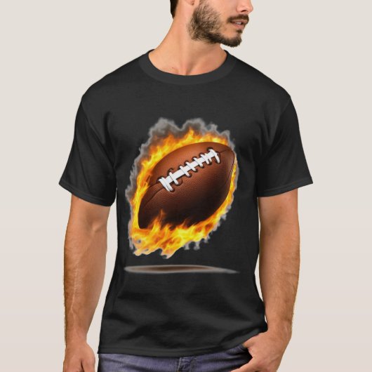 Amerikaans Football op vuur Cool Design T-shirt (Voorkant)