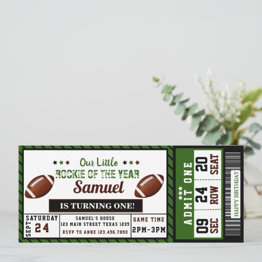 Amerikaans Football Roockie van het Jaar Verjaarda Kaart (Staand voorkant)