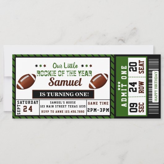 Amerikaans Football Roockie van het Jaar Verjaarda Kaart (Voorkant)