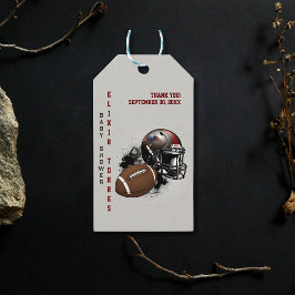 Amerikaans Football Rood & Zwart Baby shower Cadeaulabel