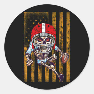 Amerikaans Football Skelet Halloween Linemen Voetb Ronde Sticker