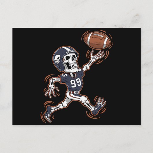 Amerikaans Football Skeleton Halloween Football Briefkaart (Voorkant)