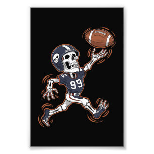 Amerikaans Football Skeleton Halloween Football Foto Afdruk