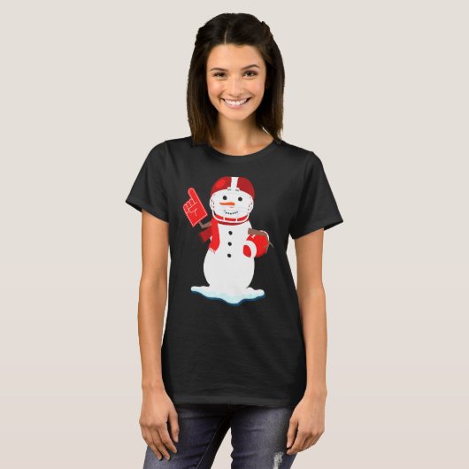Amerikaans Football Snowman Cute Rugby T-shirt (Voorkant volledig)