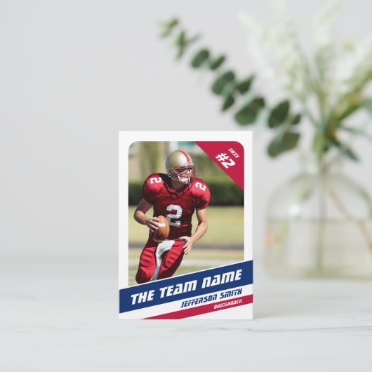 Amerikaans Football Team Trading Kaart Rood Wit Bl Contactkaartje (Staand voorkant)