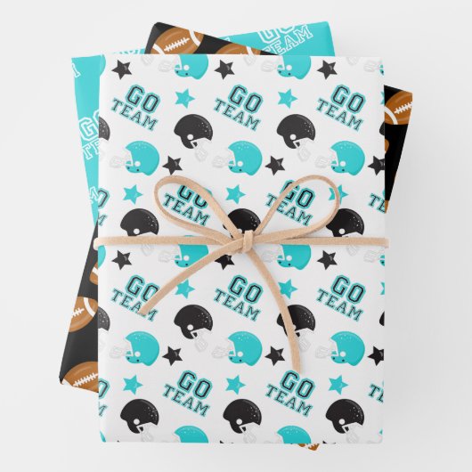 Amerikaans Football Turquoise en Black Patterns Inpakpapier Vel (In situ)