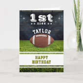 Amerikaans Football veld 1e verjaardagsfeestje Bedankkaart (Voorkant)