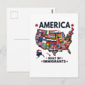 Amerikaans Gebouwd door Immigranten Patriottisch A Briefkaart (Voorkant / Achterkant)