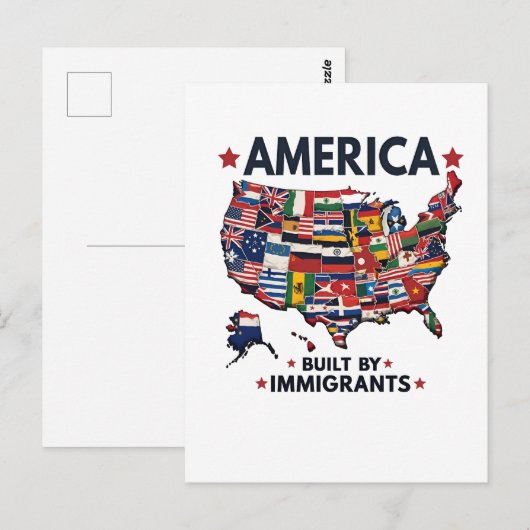 Amerikaans Gebouwd door Immigranten Patriottisch A Briefkaart (Voorkant / Achterkant)
