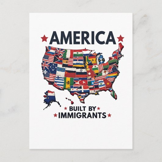Amerikaans Gebouwd door Immigranten Patriottisch A Briefkaart (Voorkant)