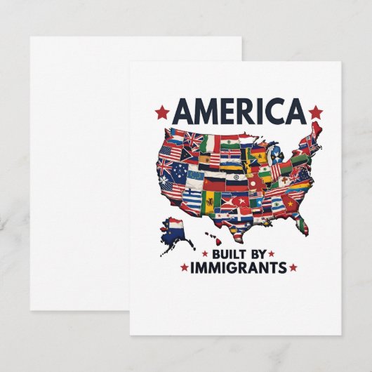 Amerikaans Gebouwd door immigranten Patriottisch A Notitiekaartje (Voorkant / Achterkant)