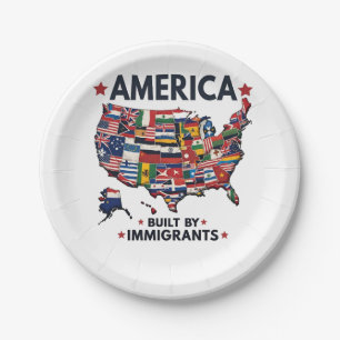 Amerikaans Gebouwd door immigranten Patriottisch A Papieren Bordje