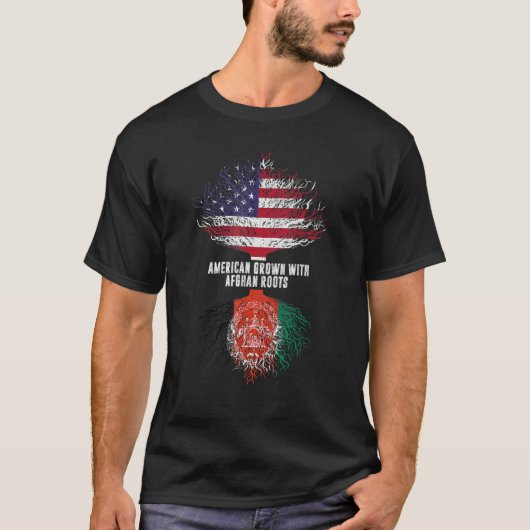 Amerikaans gegroeid met Afghaanse wortels VS vlag  T-shirt (Voorkant)