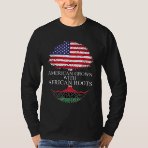 Amerikaans gegroeid met Afrikaanse rots, zwart-Afr T-shirt