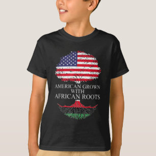 Amerikaans gegroeid met Afrikaanse rots, zwart-Afr T-shirt