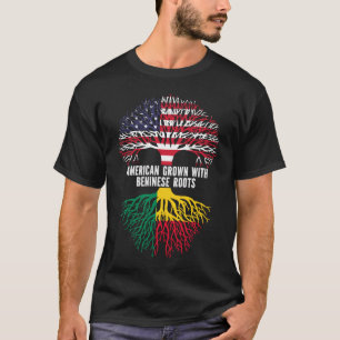 Amerikaans Gegroeid met Beninese Roots USA Vlag T-shirt