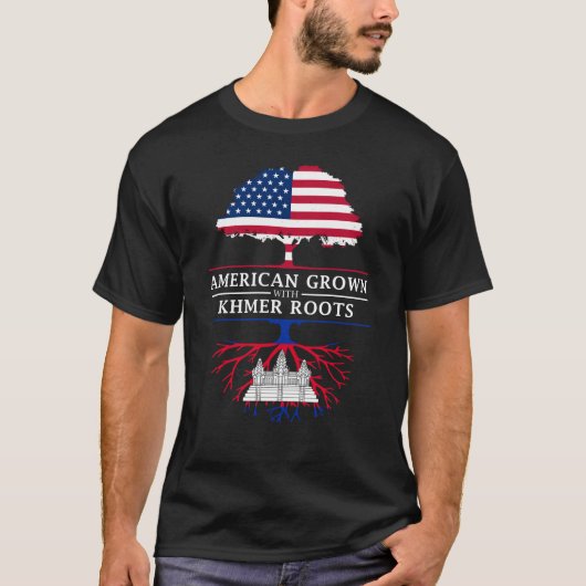 Amerikaans gegroeid met Cambodjaanse    roetCambod T-shirt (Voorkant)