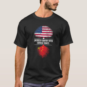 Amerikaans gegroeid met Chinese wortels China vlag T-shirt
