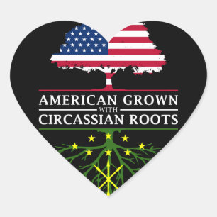 Amerikaans gegroeid met Circassian Roots Circas Hart Sticker