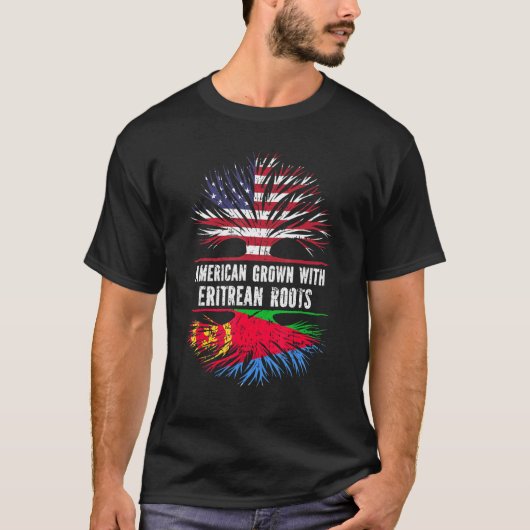 Amerikaans gegroeid met Eritrese roeels VS vlag Er T-shirt (Voorkant)