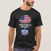 Amerikaans gegroeid met Israëlisch roet vlag Israë T-shirt (Voorkant)