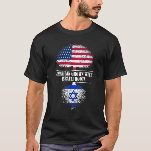 Amerikaans gegroeid met Israëlisch roet vlag Israë T-shirt (Voorkant)