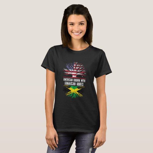 Amerikaans gegroeid met Jamaicaanse roet als Ameri T-shirt (Voorkant volledig)