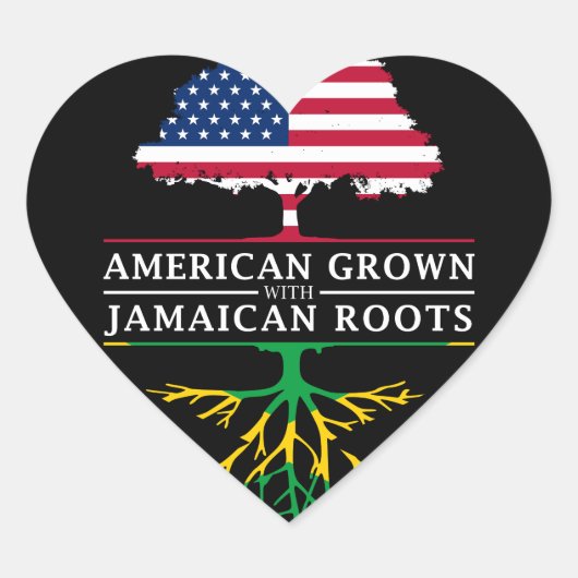 Amerikaans Gegroeid met Jamaicaanse Roots Jamaica Hart Sticker (Voorkant)