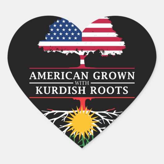 Amerikaans Gegroeid met Koerdische Roots Koerdista Hart Sticker (Voorkant)
