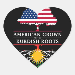 Amerikaans Gegroeid met Koerdische Roots Koerdista Hart Sticker