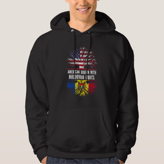 Amerikaans gegroeid met Moldavische rots vs vlag M Hoodie (Voorkant)