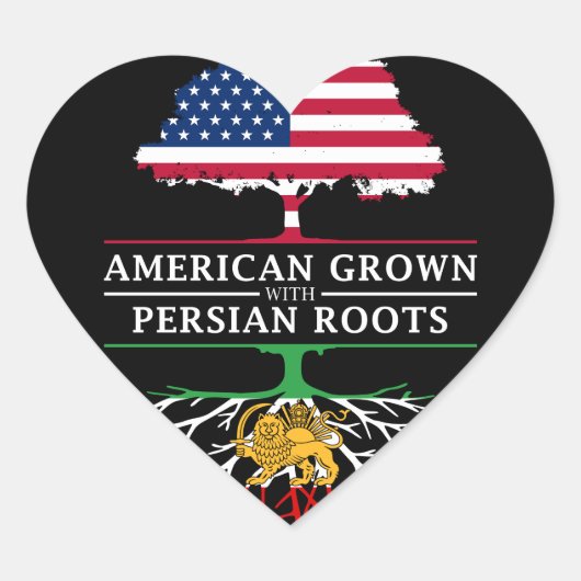 Amerikaans Gegroeid met Perzische Roots Persia Des Hart Sticker (Voorkant)