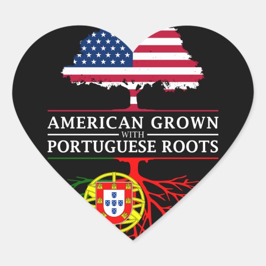 Amerikaans Gegroeid met Portugese Roots Portugal Hart Sticker (Voorkant)