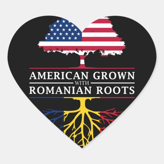 Amerikaans Gegroeid met Roemeense roots Roemenië Hart Sticker (Voorkant)