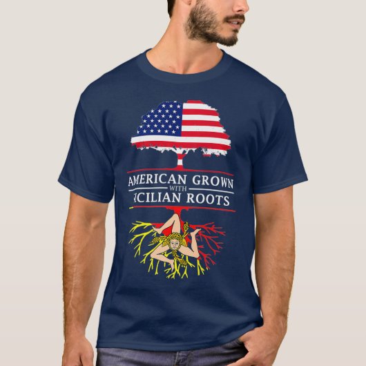 Amerikaans gegroeid met Siciliaanse roet Sicilië T-shirt (Voorkant)