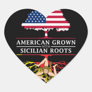 Amerikaans Gegroeid met Siciliaanse Roots Sicilië  Hart Sticker