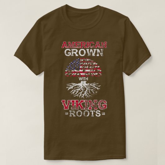 -Amerikaans gegroeid met Viking Roots Norse T-shirt (Design voorkant)