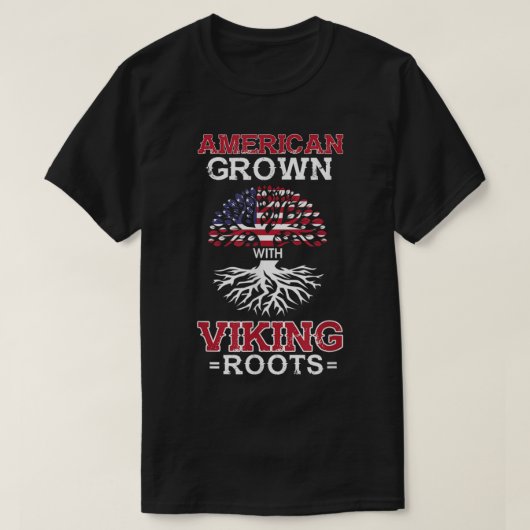 Amerikaans gegroeid met Viking Roots Patriotic Nor T-shirt (Design voorkant)