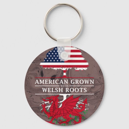Amerikaans gegroeid met Welsh Roots Marble Style Sleutelhanger (Voorkant)