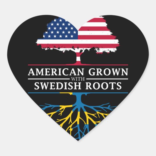 Amerikaans Gegroeid met Zweedse Roots Zweden Desig Hart Sticker (Voorkant)