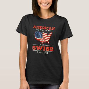 Amerikaans gegroeid met Zwitserse herenpatriottisc T-shirt