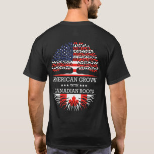 Amerikaans gekweekt met Canadese wortels USA-vlag T-shirt