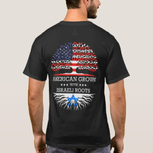 Amerikaans gekweekt met Israëlische wortels Vlag v T-shirt