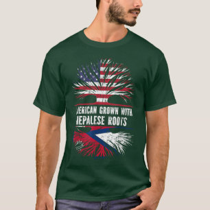 Amerikaans gekweekt met Nepalese wortels VS vlag N T-shirt