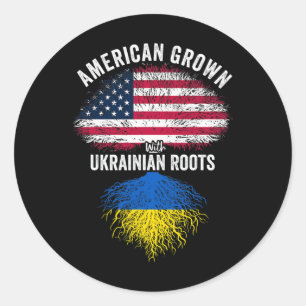 Amerikaans Gekweekt Met Oekraïense Wortels Vlag Ve Ronde Sticker